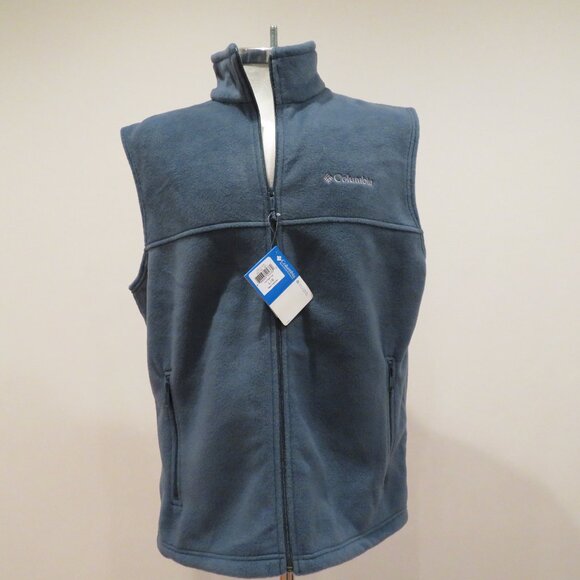 Men Large Blue Vest Columbia Fleece Lone Ridge Zipper Pocket Lightweight Warm - Picture 7 of 13